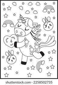 Cute Kawaii Unicorn Coloring Pages