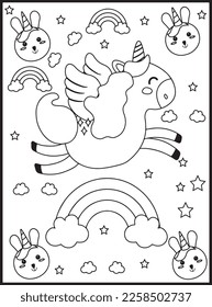 Cute Kawaii Unicorn Coloring Pages