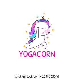 Cute kawaii unicorn is doing yoga poses