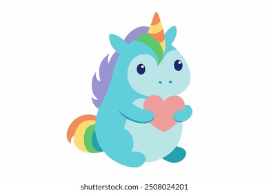 Un lindo unicornio kawaii con melena de arco iris 