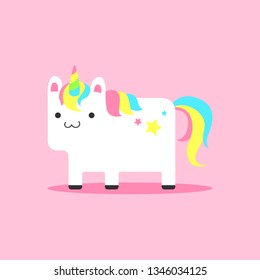 cute kawaii unicorn  vector with pink background