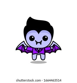 cute kawaii vampire bat character logo icon design vector illustration