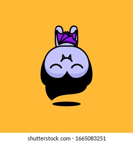 cute kawaii vampire bat character logo icon design vector illustration