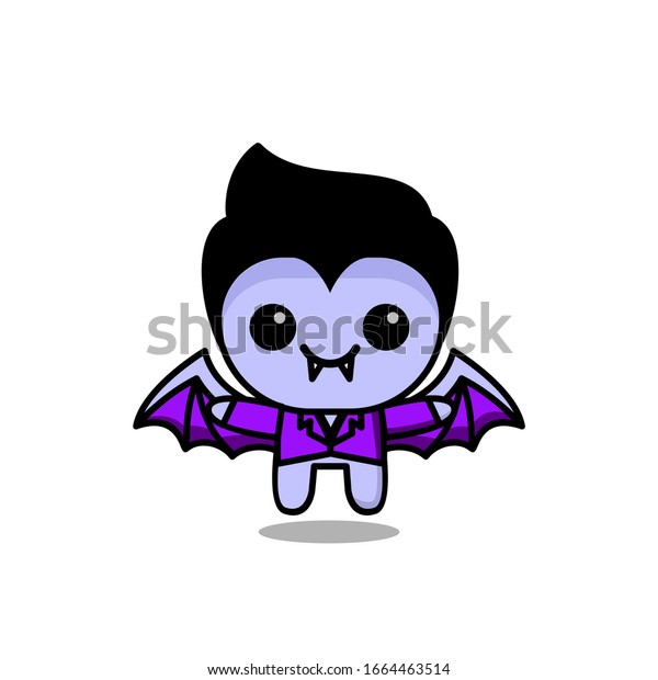 Susse Kawaii Vampire Fledermaus Logo Symbol Stock Vektorgrafik Lizenzfrei