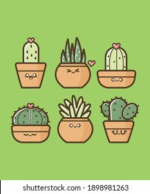 Cute  kawaii vector of Cactus