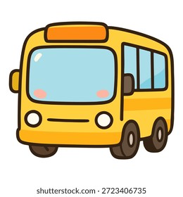 Un lindo personaje de Vector kawaii de un autobús sonriente