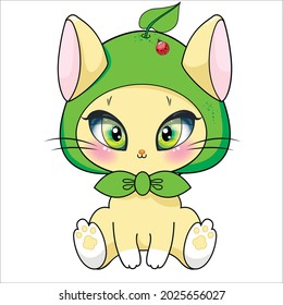 Cute kawaii vector kitten wint 