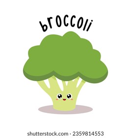 a cute kawaii vegetable broccoli vector illustrtation
