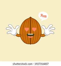 cute and kawaii walnut character flat style vector illustration. nut healthy vegetarian food concept isolated vector illustration