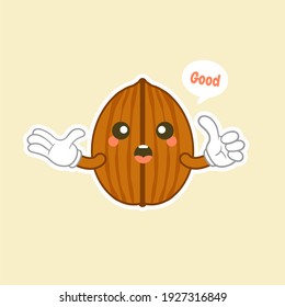 cute and kawaii walnut character flat style vector illustration