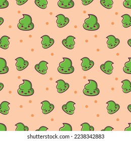 Cute Kawaii Wasabi Seamless Pattern