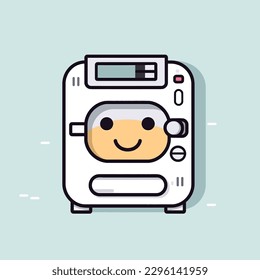 Cute kawaii washing machine chibi mascot vector cartoon style