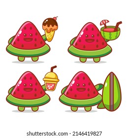 cute kawaii watermelon mascot design