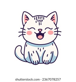 Cute kawaii white cat cartoon	