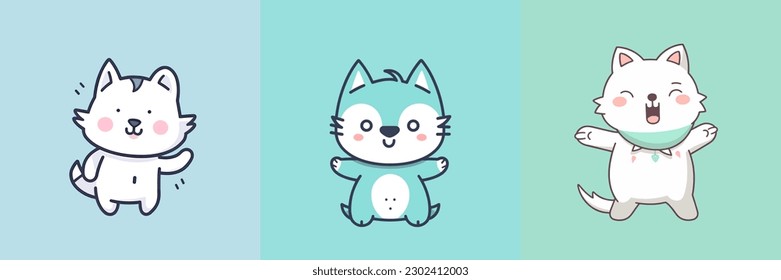 A cute kawaii wolf cartoon illustration featuring a playful expression and vibrant colors perfect for any children's book or website