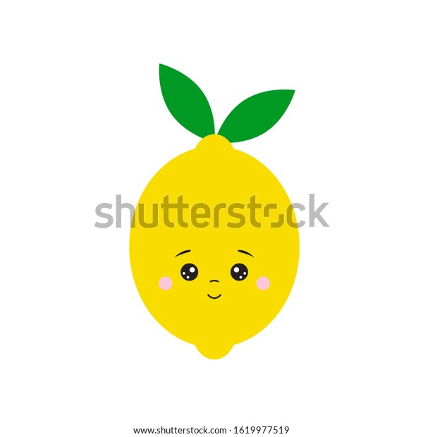 Cute Kawaii Yellow Lemon Green Leaves Stock Vector (Royalty Free ...
