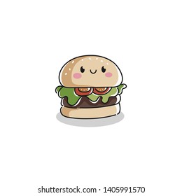 Cute Kawaii Yummy Burger Vector