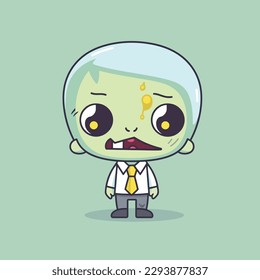 Cute kawaii zombie chibi mascot vector cartoon style