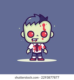 Cute kawaii zombie chibi mascot vector cartoon style