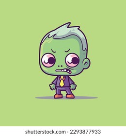 Cute kawaii zombie chibi mascot vector cartoon style