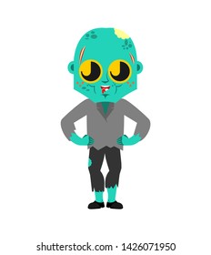 Cute kawaii Zombie isolated. funny Living Dead cartoon style. Undead kids character. Childrens style. 