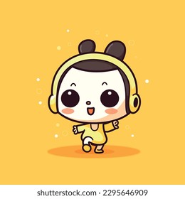 Cute kawaii zumba chibi mascot vector cartoon style