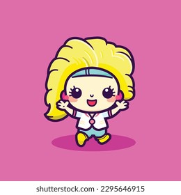 Cute kawaii zumba chibi mascot vector cartoon style