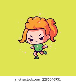 Cute kawaii zumba chibi mascot vector cartoon style