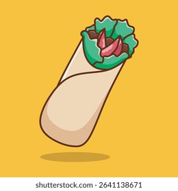 Cute kebab cartoon illustration vector. Concept Premium Food Vector.