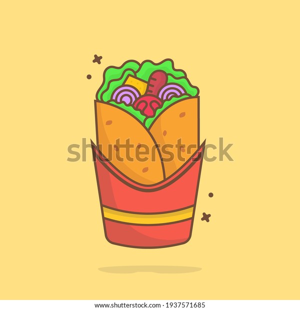 Cute kebab cartoon illustration vector
icon. Concept Premium Vector Food Icons Isolated.
