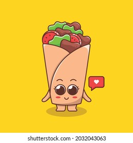 cute kebab illustration in flat design