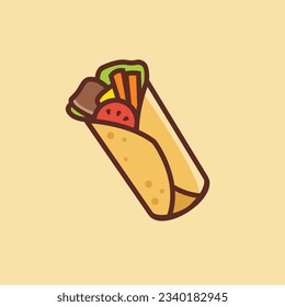 Cute kebab logo Mascot Vector Icon Illustration. Food Cartoon Flat Style Suitable for restaurant and cafe