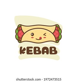 Cute kebab mascot character. cartoon vector isolated on white background