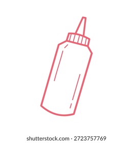 Linda botella de ketchup en estilo de contorno dibujado a mano.