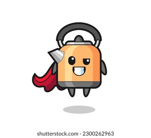 the cute kettle character as a flying superhero , cute style design for t shirt, sticker, logo element