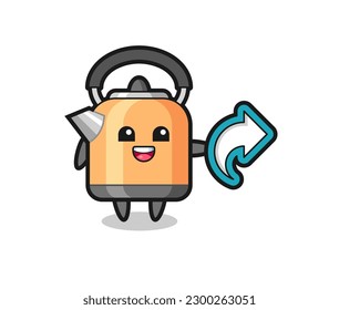 cute kettle hold social media share symbol , cute style design for t shirt, sticker, logo element