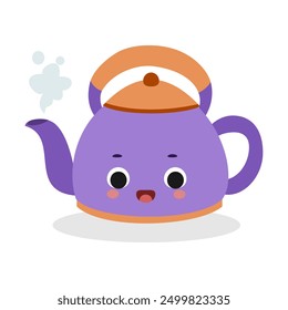 Cute kettle illustration isolated on white background