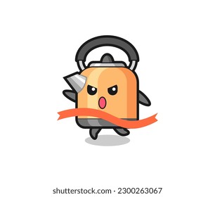 cute kettle illustration is reaching the finish , cute style design for t shirt, sticker, logo element