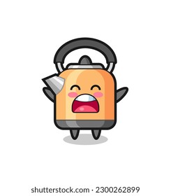 cute kettle mascot with a yawn expression , cute style design for t shirt, sticker, logo element
