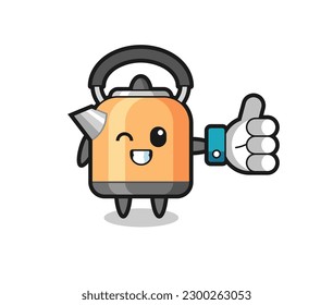 cute kettle with social media thumbs up symbol , cute style design for t shirt, sticker, logo element