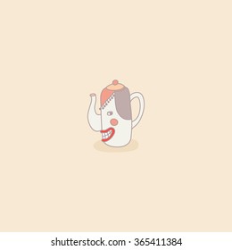 Cute kettle vector icon. Teapot illustration