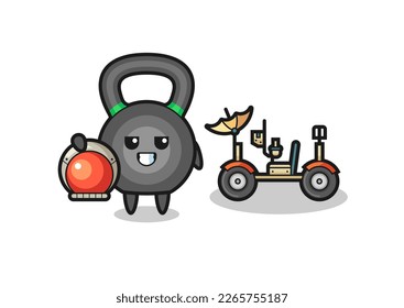 the cute kettleball as astronaut with a lunar rover , cute style design for t shirt, sticker, logo element