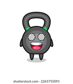 cute kettleball character with hypnotized eyes , cute style design for t shirt, sticker, logo element