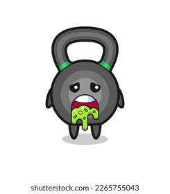 the cute kettleball character with puke , cute style design for t shirt, sticker, logo element