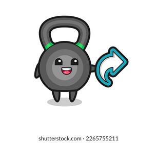 cute kettleball hold social media share symbol , cute style design for t shirt, sticker, logo element