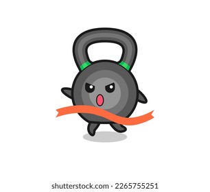 cute kettleball illustration is reaching the finish , cute style design for t shirt, sticker, logo element