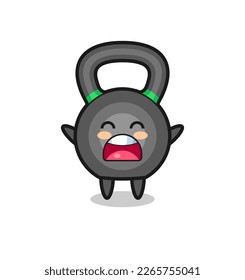 cute kettleball mascot with a yawn expression , cute style design for t shirt, sticker, logo element