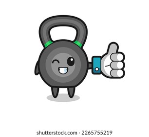 cute kettleball with social media thumbs up symbol , cute style design for t shirt, sticker, logo element