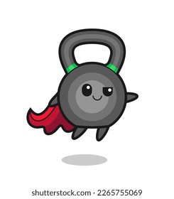 cute kettleball superhero character is flying , cute style design for t shirt, sticker, logo element