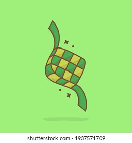 Ilustración del icono del vector de dibujos animados de Ketupat. Vector Premium Aislado Con Concepto De Icono De Comida De Ramadán. 